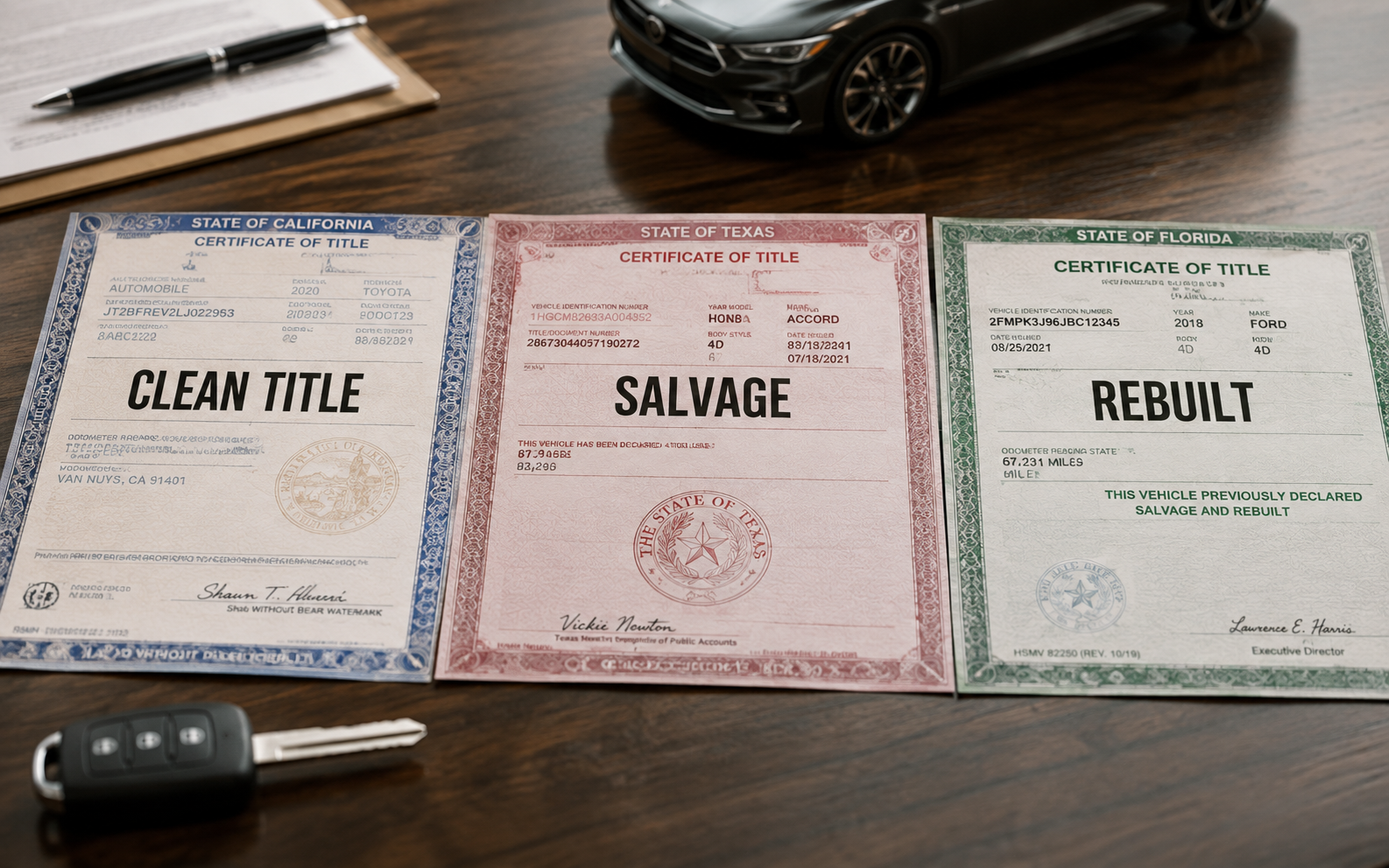 Clean Title vs Salvage vs Rebuilt — czym się różnią tytuły własności z USA?